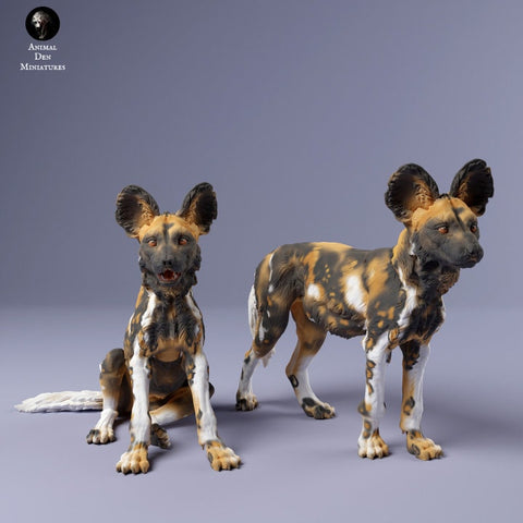 African Wild Dog Pups - UNPAINTED - Animal Den Miniatures