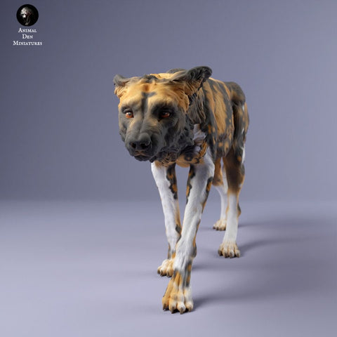 African Wild Dog Sneaking - UNPAINTED - Animal Den Miniatures